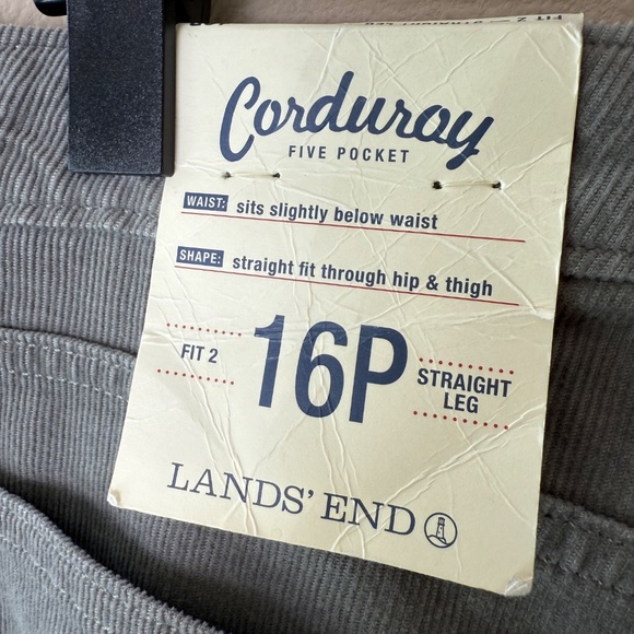 NEW Lands End Corduroy Pants Womens Petite 16P Gray Straight Leg Stretch Winter - Picture 3 of 10